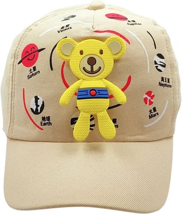 Zacharias Girl's Kids Cotton Beret Golf Cap kc-25 (Beige_1-4 Years) (Pack of 1)