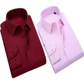 Baleshwar Men Pink Solid Casual Shirt (Pack of 2 )
