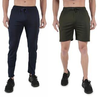Kwings Mens Lower  Short Combo Pack (Pack of 2) Lycra blend Plain sports wear Bottoms