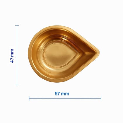 Brass Diya for Puja (Small � Pack of 3) � Size No.1 (57 mm � 47 mm) � Lightweight Handcrafted Waterdrop Agal Vilakku � Traditional Brass Oil Lamp for Temple, Prayer Room & Festive Decorations