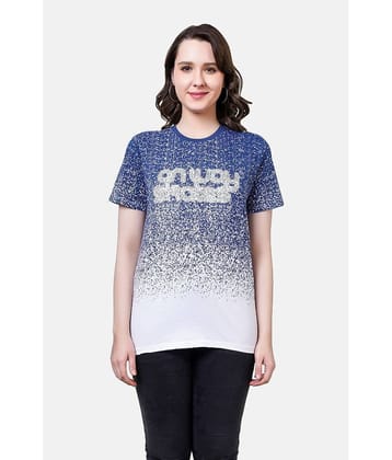 NUEVOSDAMAS Women Cotton Printed Regular Fit Round Neck T-Shirt ( Navy )