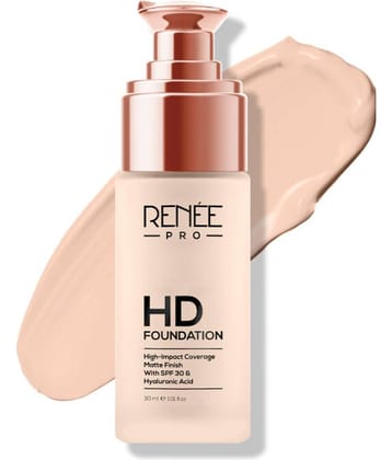Renee Pro HD Coverage Foundation- Ceder, Matte Finish, Highly Blendable Formula, SPF15, 30Ml