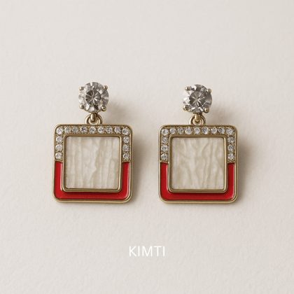 Gold Plated Contemporary Drop Earring