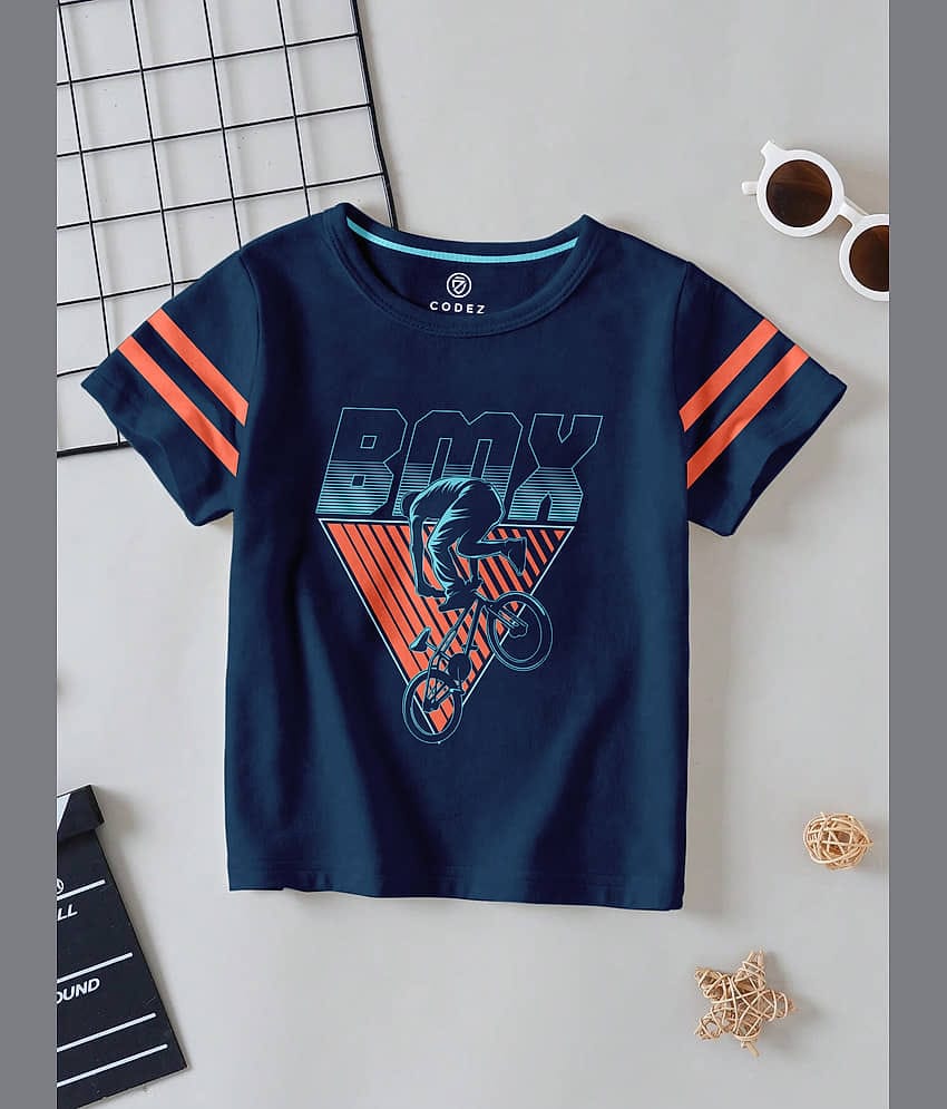 CODEZ Pack of 1 Boys Cotton Blend T-Shirt ( Navy )