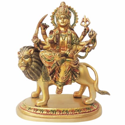 Brass Durga Ji Showpiece - Divine Goddess Brass Idol, Height : 9.2 Inch (BSMAS937 R)