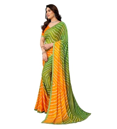 Women's Green Georgette Printed Saree with Unstitched Blouse 5.5Mtr Women's Green Georgette Printed Saree with Unstitched Blouse 5.5Mtr