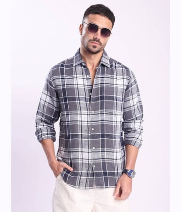 Bene Kleed 100% Cotton Slim Fit Checks Full Sleeves Men's Casual Shirt - Grey ( Pack of 1 )