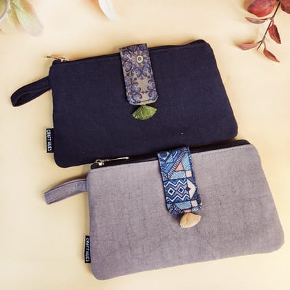 Long Plain Wallet Combo - Black/Grey