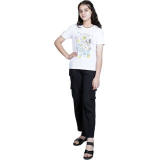 Kid Kupboard Cotton Girls T-Shirt, Light White, Half-Sleeves, Above 14 Years KIDS6925