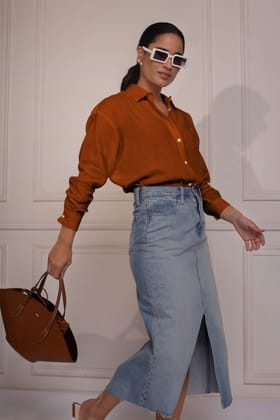 Kairo Oversize Shirt: Rust-S