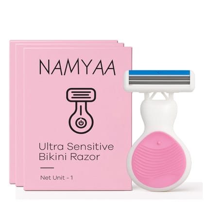 Namyaa Ultra Sensitive Bikini Razor For Women, 2x Smoother And Long Lasting, Curve-Friendly, Smooth & Hassle-Free, 3 Blade Precision - Pack of 3
