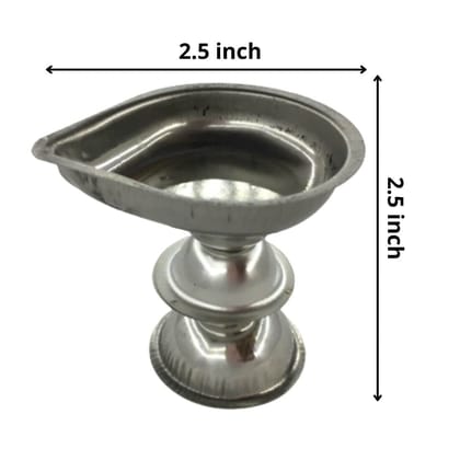 MAYAPURI Stainless Steel Pradip/Diya for Puja Aarti | Standard Size: 2.5 X 2.5 Inch (Pack of 2)