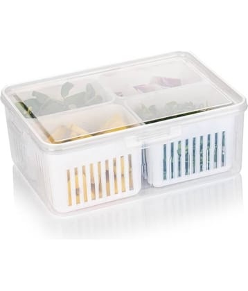 SHARUJA Fridge Storage Polyproplene Off White Food Container ( Set of 1 )