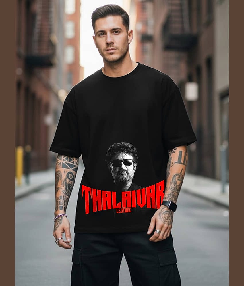 Leotude Men Cotton Blend Oversized Fit Printed T-Shirt ( Multicolor )