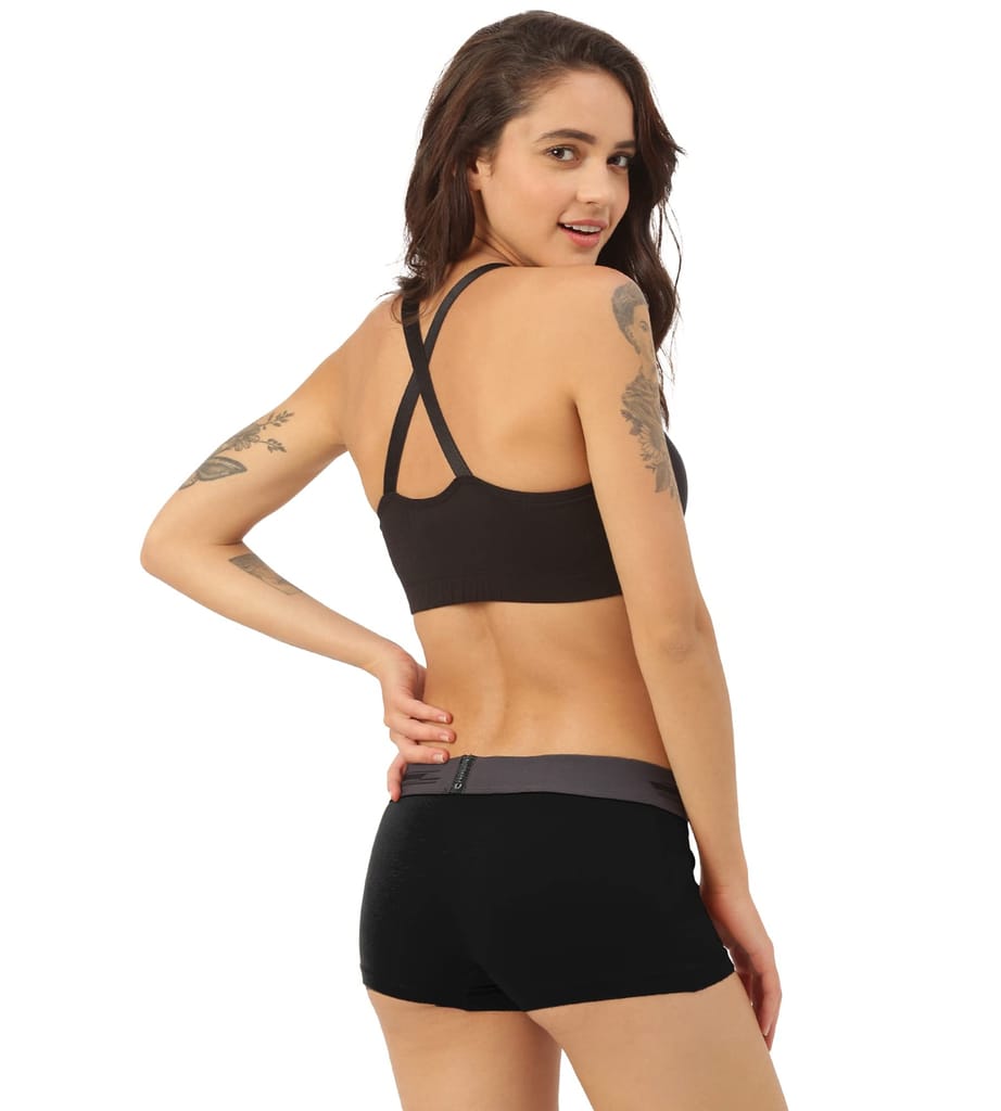 Freecultr Women's Underwear Antibacterial Micromodal Airsoft | Boy Short - Non-Itch, No Chafing, Sweat-Proof Comfort Pack of 1-Pot Black