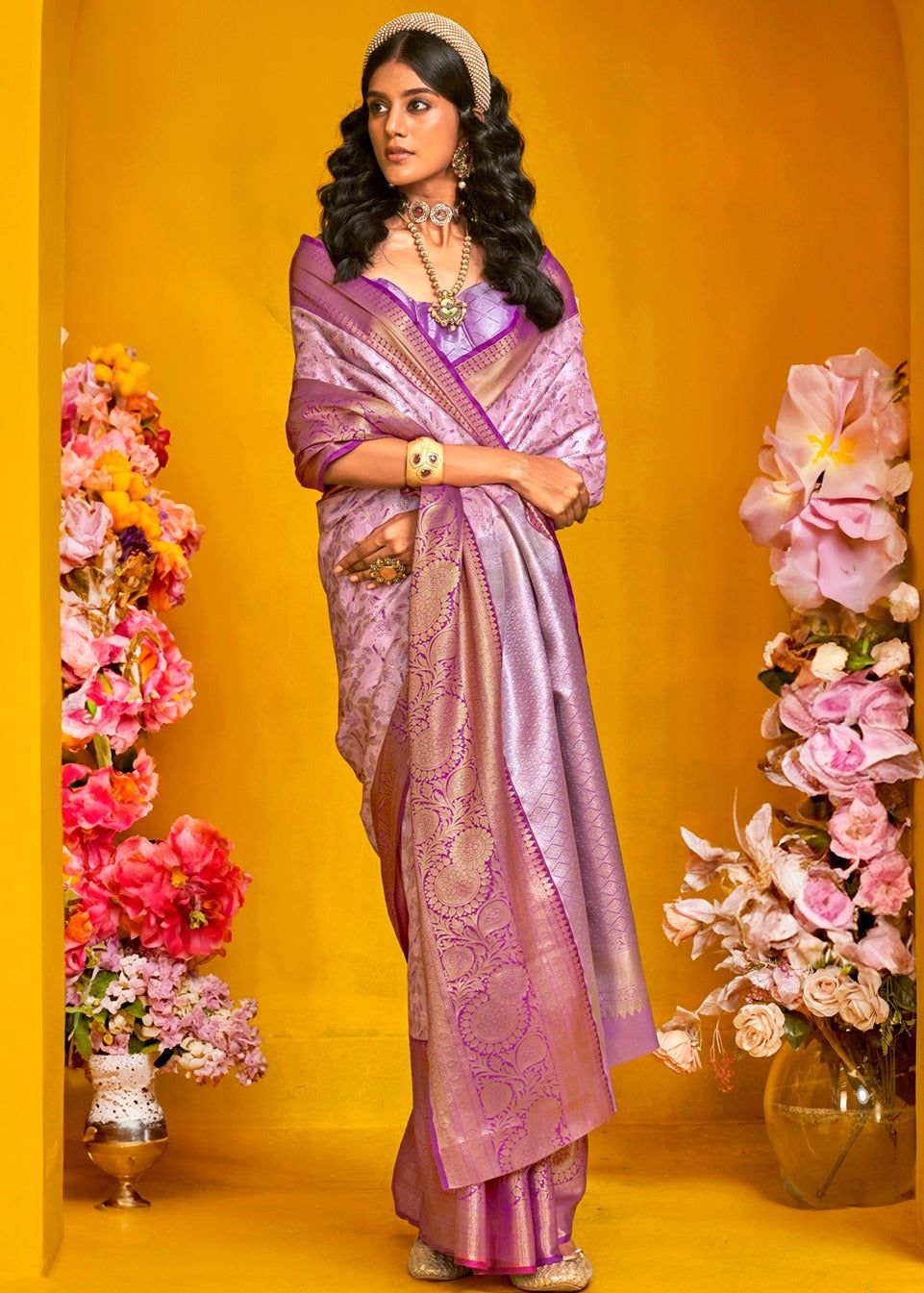 Purple Dual Tone Woven Kanjivaram Silk Saree