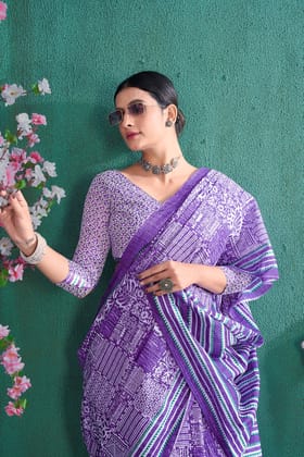 Ready To Wear Handicraft Women's Ikat Pure soft Cotton Saree With Blouse Piece