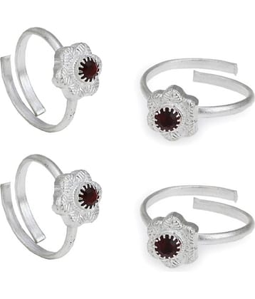 AanyaCentric Gold & Silver Plated 4 Pair Toe Rings