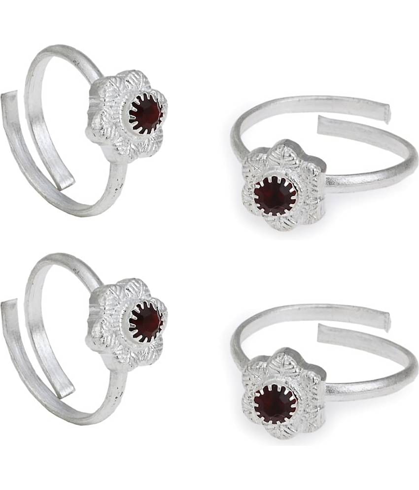 AanyaCentric Gold & Silver Plated 4 Pair Toe Rings