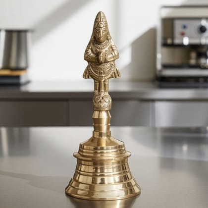 Brass Pooja Hand Bell, Hanuman Ghanti, Height : 7.5 Inch (FMAS677 H)