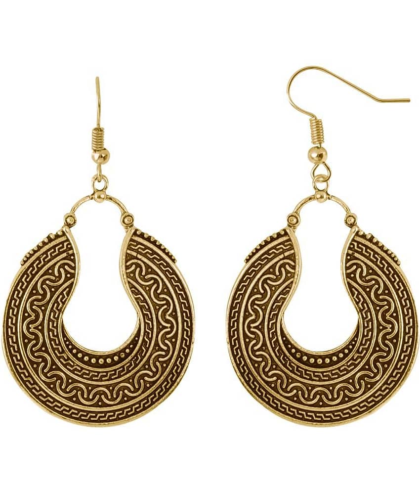 Silver Shine Elite Golden Round Egyptian Work Earrings for Women