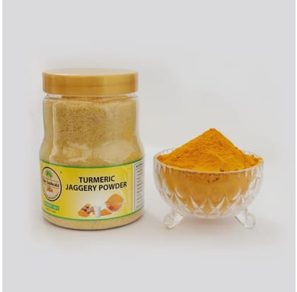 The Gudwala Turmeric Jaggery Powder Pure Natural Zero Chemical Gur Immunity Booster Extremely Healthy Organic Gud (400 Grams) (Turmeric)