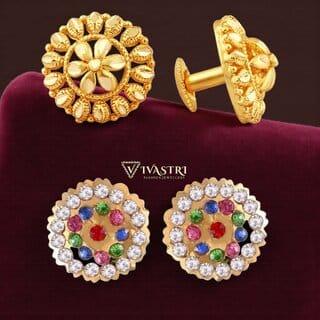 Vivastri Premium Gold Plated Alloy Stud Earrings Combo for Women & Girls Pack of 2