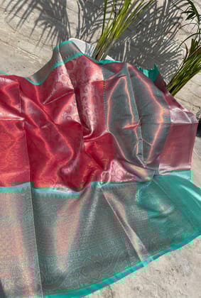 Wedding wear Pink Color Banarasi TIssue Silk Jacquard Weaving Work Fancy Designer Saree With Blouse