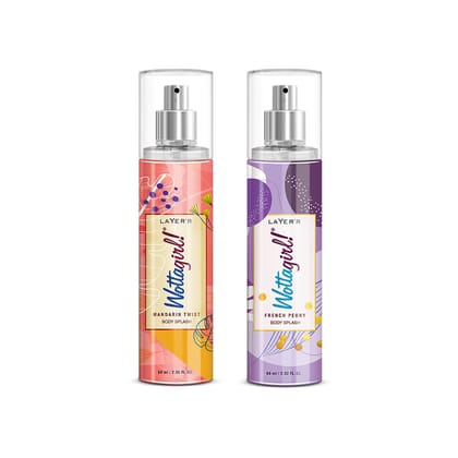 Layer�r Wottagirl Women�s Body Splash Duo | French Peony & Mandarin Twist Perfumes | 60ml Each | Floral & Citrus Scents | Long-Lasting Freshness