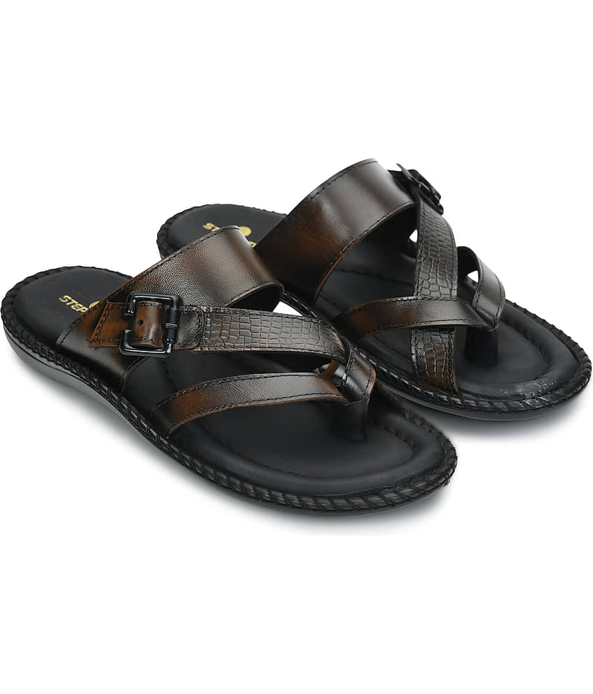 STEPSOFT Tan Men's Leather Slipper