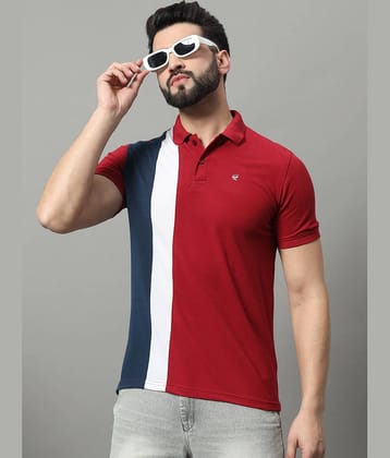 OGEN Pack of 1 Cotton Blend Regular Fit Colorblock Half Sleeves Men's Polo T Shirt ( Maroon )