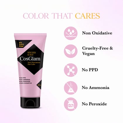 COSGLAM Semi Permanent Hair Color Soft Pink 120g and Hair Highlighter Kit 115g, Highlights Hair Dye