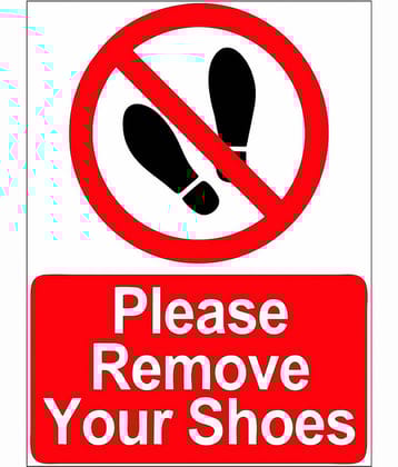 Asmi Collection Self Adhesive Wall Stickers Remove Your Shoes Sign Wall Sticker ( 27 x 20 cms )