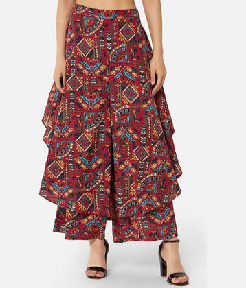 ALL WAYS YOU - Multicolor Crepe Flared Women's Ruffled Palazzos ( Pack of 1 )