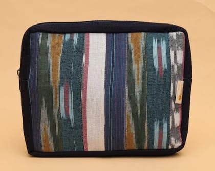 Accessory Pouch  Canvas, Jute and Denim with Ikat, Kalamkari, Embroidery and Tassels