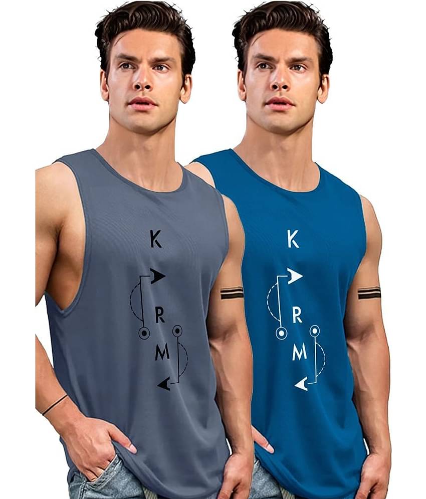 AUSK Pack of 2 Polyester Gym Vest For Men ( Grey )
