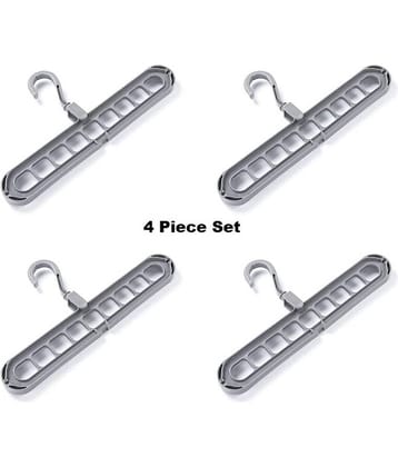 eBuyEnjoy™ 9 Holes design Wardrobe Space Saver Closet Organiser Smart Hanger, Anti-Skid Plastic 360 Degree Swivel Hook Set of 4