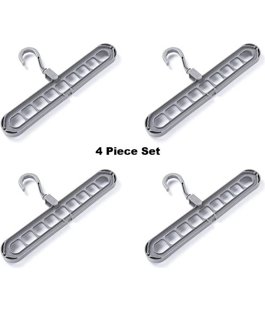 eBuyEnjoy™ 9 Holes design Wardrobe Space Saver Closet Organiser Smart Hanger, Anti-Skid Plastic 360 Degree Swivel Hook Set of 4