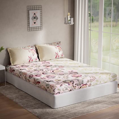 DDECOR - Sigma Collection 100% Cotton Ethnic Pattern 136TC Queen Bedsheet |224 CM X 254 CM| Red