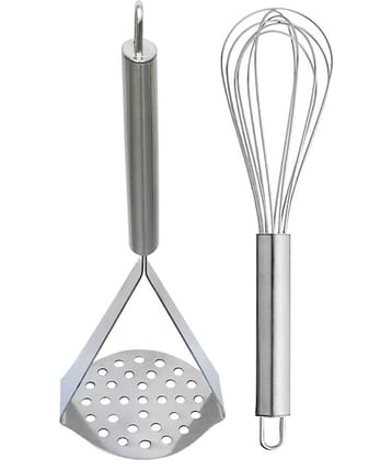 JISUN Stainless Steel Egg Whisk/Egg Beater And Potato Masher/Pav Bhaji Masher/Vegetable Masher Silver Kitchen Tool Set  (Silver)