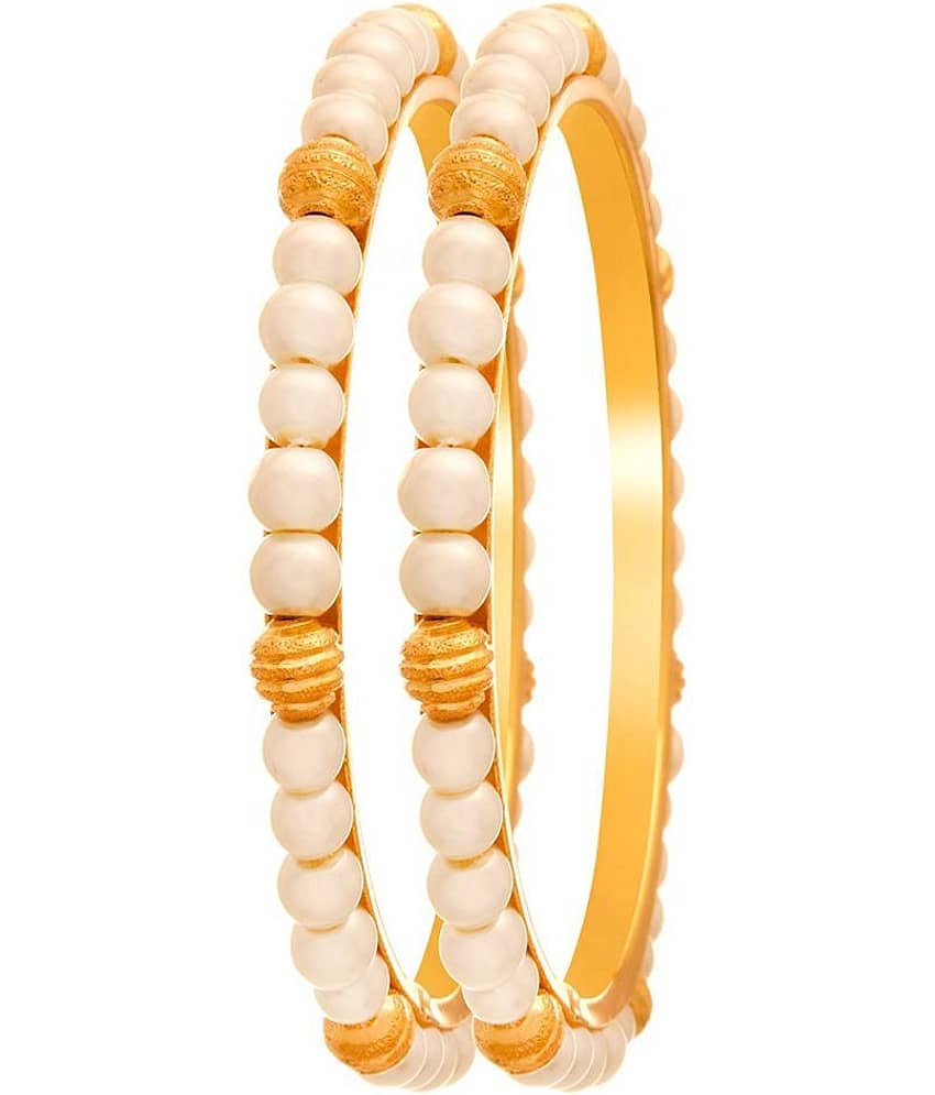 JFL - Traditional Ethnic One Gram Gold Plated Pearl Designer Bangle for Women & Girls