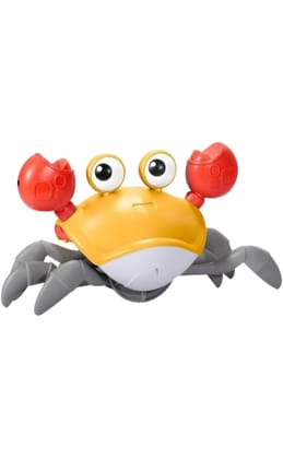 Crawling Crab Baby Toy for Kids Toddlers Infant Tummy Time Interactive Moving Toys for Babies 12 Months Electric Sensor Musical Dancing Walking Crab Toy Gift Rechargeable,Multicolor