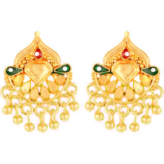 Vighnaharta Allure Beautiful Meenakari Earrings Elite Fancy Gold Plated Screw back for Women and Girls [VFJ1828ERG]