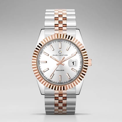 Exclusive 8811 Two Tone Silver Gents Analog Watch