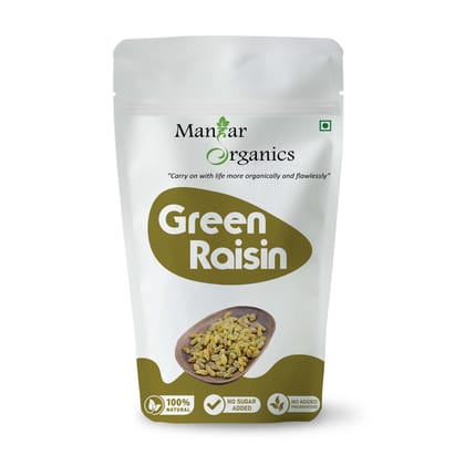 ManHar Organics Green Raisins (Kishmish) 400g | Naturally Sweet & Juicy | Rich in Iron, Antioxidants & Fiber | Healthy Snack & Cooking Ingredient