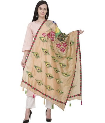 A R Silk Gold Art Silk Animal Print Dupatta