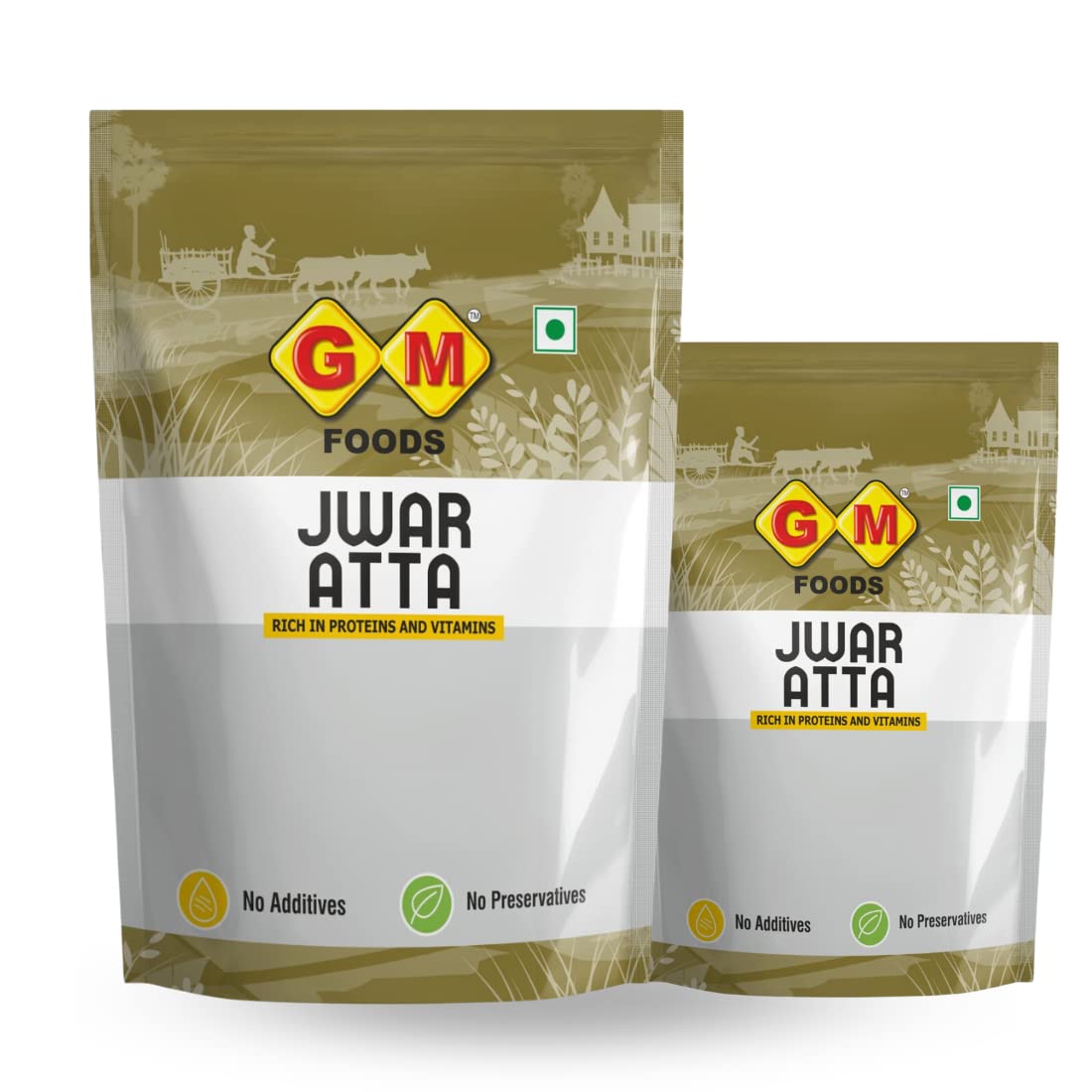 GM Foods Jowar Atta 500g (Pack of 2) | Millet Flour Rich in Protein & Fiber | No Additives or Preservatives | Ideal for Healthy Rotis, Baking, Cooking & Weight Management | Natural Atta