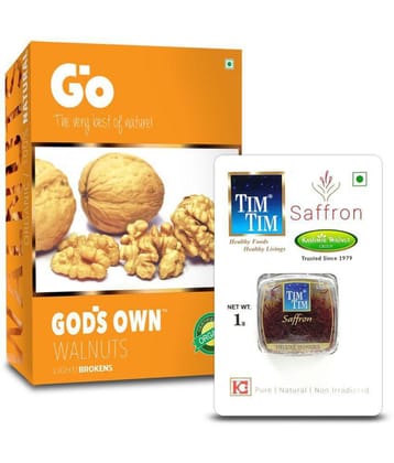GO Light Broken Regular Walnuts (Akhrot) 250 gm & Tim Tim Saffron 1g