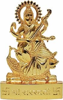 Saraswati Ji Statue/Maa Saraswati Brass Statue for Gift/Home Decor Showpiece - 10.7 CMS