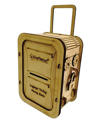 Braintastic Wooden Baroque Money Bank Coin Locker Box Piggy Bank Password Protected For Kids And Adults (Trolley Bag)